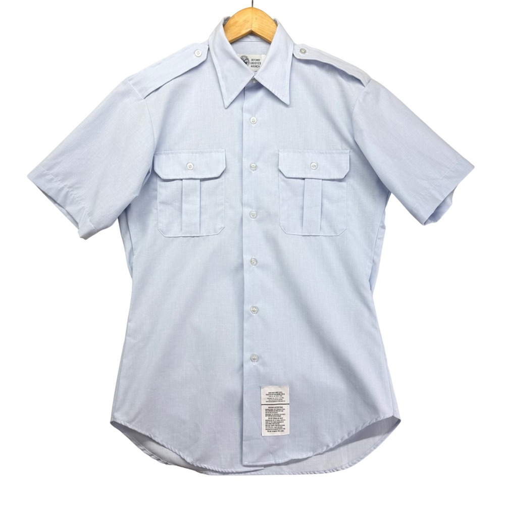 Defense Logistics Agency AF Blue 1550 Short Sleeve Military Shirt Wings‎ Coll 16
